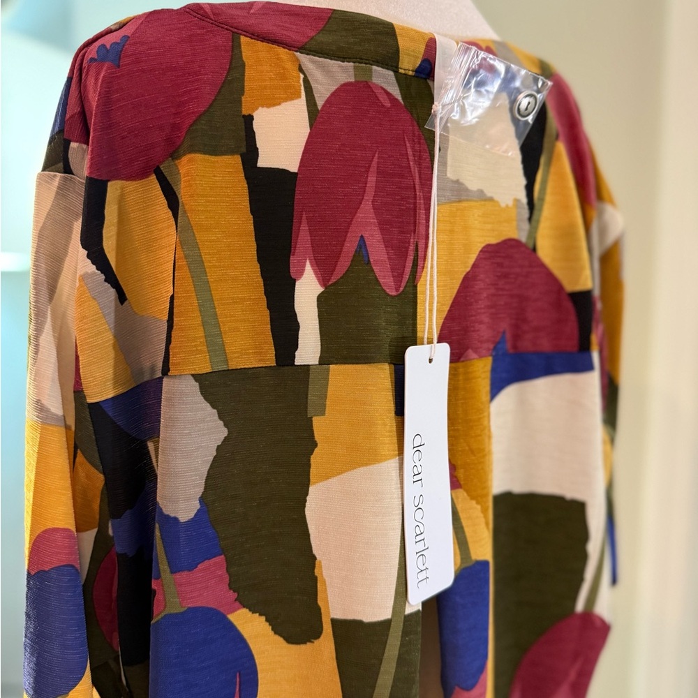 NWT Dear Scarlett Women's Boutique Abstract Floral Tunic Blouse Long Sleeves XL - Picture 12 of 16